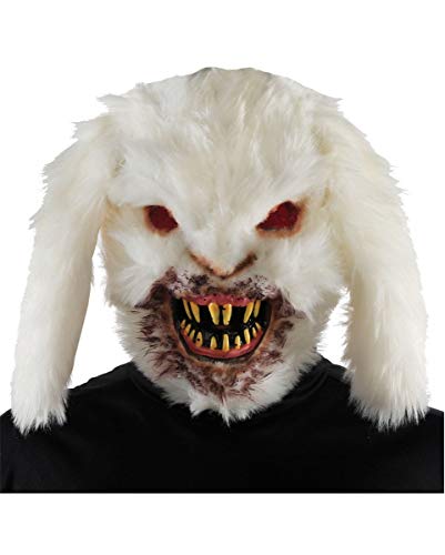 Horror-Shop Killer Bunny Hasen Maske weiß mit spitzen Zähnen für Halloween & Gruselfans von Horror-Shop