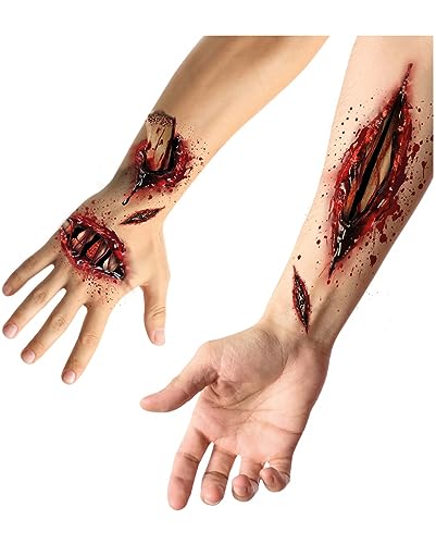 Horror-Shop Knochenbruch & Fleischwunden SFX Aufklebe-Tattoo für Halloween - Jugendliche - Rot, Beige, Schwarz - Wasserfest - Klassisch, Böhmisch - Halloween Kostümzubehör Horror-Shop Knochenbruch & Fleischwunden SFX Aufklebe-Tattoo für Halloween - Jugendliche - Rot, Beige, Schwarz - Wasserfest - Klassisch, Böhmisch - Halloween Kostümzubehör von Horror-Shop