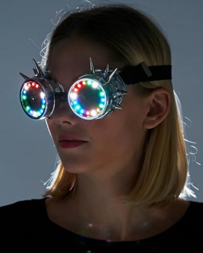 Horror-Shop Leuchtende LED Steampunk Schweißerbrille - Schwarz, Silber - Retro - Steampunk-Brille Horror-Shop Leuchtende LED Steampunk Schweißerbrille - Schwarz, Silber - Retro - Steampunk-Brille von Horror-Shop