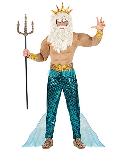 Horror-Shop Poseidon Kostüm mit Muskelshirt, Hose, Gürtel, Armbänder & Krone M-50 von Horror-Shop