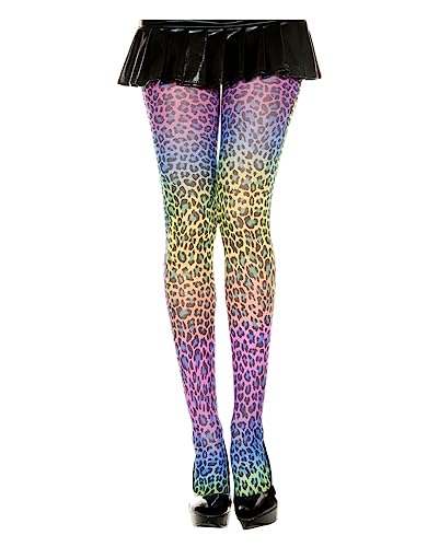 Horror-Shop Regenbogen Leopard Strumpfhose für Damen von Horror-Shop