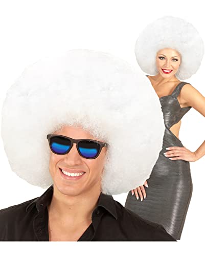 Horror-Shop Riesige Afro Perücke Weiß als Kostümzubehör für Karneval und Mottoparties von Horror-Shop