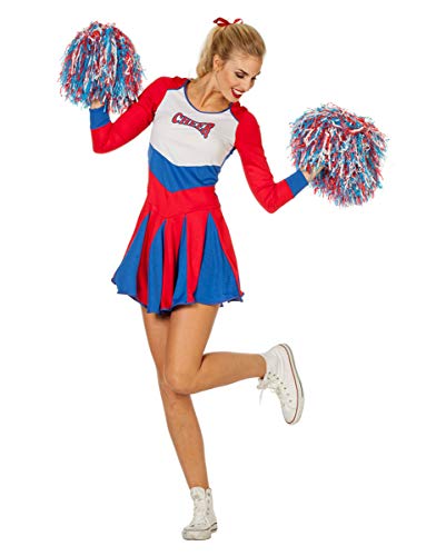 Horror-Shop Rot-blaues Cheerleader Damen Kostüm für Fasching & Garde 40 von Mcties