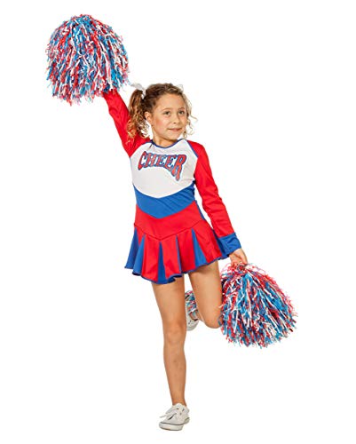 Horror-Shop Rot-blaues Cheerleader Kinder Kostüm für Fasching & Garde 152 von Horror-Shop