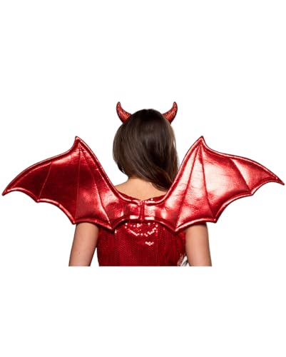Horror-Shop Rote Metallic Teufelsflügel als Kostümzubehör Horror-Shop Rote Metallic Teufelsflügel als Kostümzubehör von Horror-Shop