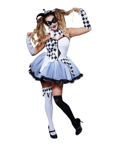 Horror-Shop Schwarz Weißes Jesterella Kostüm für Damen S von Horror-Shop