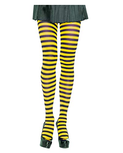 Horror-Shop Schwarz-gelb gestreifte Strumpfhose für Bienen Kostüme von Horror-Shop