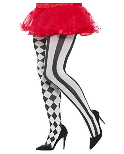 Horror-Shop Schwarz-weiße Harlekin Cosplay Strumpfhose Plus Size Horror-Shop Schwarz-weiße Harlekin Cosplay Strumpfhose Plus Size von Horror-Shop