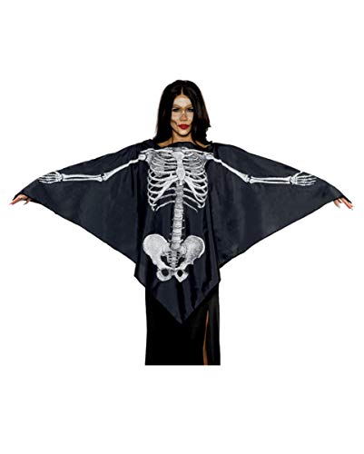 Horror-Shop Schwarz-weißer Kostüm Poncho mit Skelettmotiv für Halloween von Horror-Shop