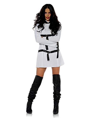 Horror-Shop Schwarz-weißes Zwangsjacken Damenkostüm für Halloween & Fasching L von Horror-Shop