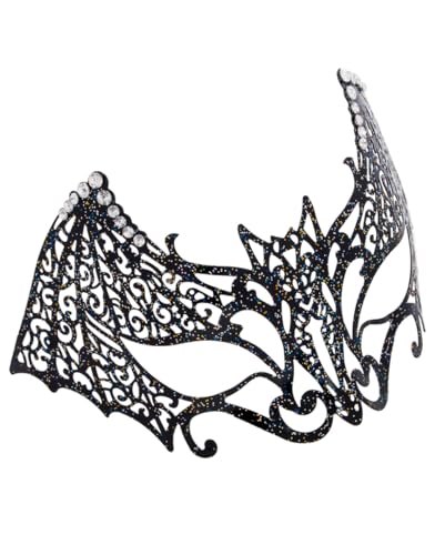 Horror-Shop Schwarze Fledermaus Maske mit weißen Strasssteinen von Horror-Shop