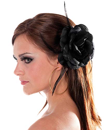 Horror-Shop Schwarze Rose als Haarschmuck mit Haarclip & Haargummi von Horror-Shop