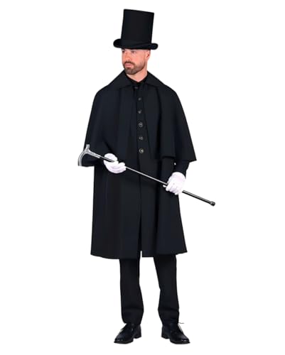Horror-Shop Schwarzer, klassischer Kutschermantel mit Knöpfen M/50 von Horror-Shop