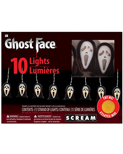 Horror-Shop Scream Ghost Face Lichterkette mit 10 LEDs als stimmungsvolle Halloween Dekoration von Horror-Shop