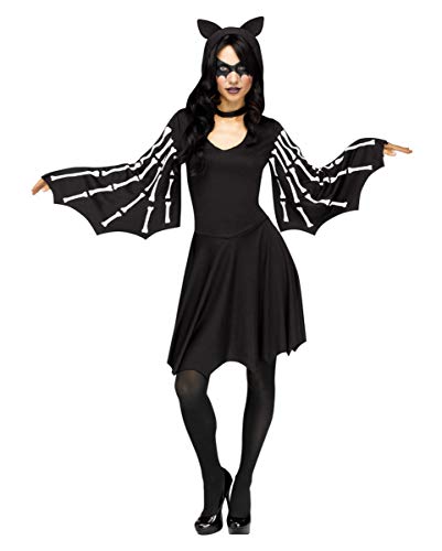 Horror-Shop Sexy Fledermaus Skelett Kostüm-Kapuzenkleid für Halloween SM von Horror-Shop