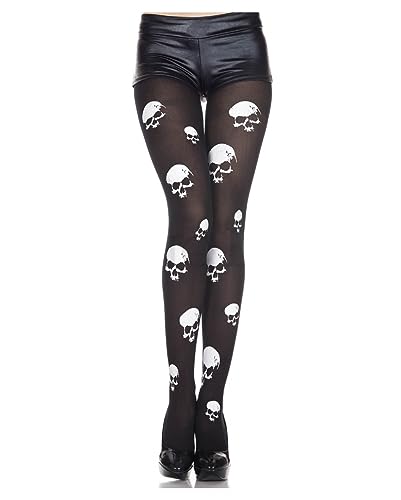 Horror-Shop Strumpfhose mit Totenkopf Motiv für Halloween & Fasching von Horror-Shop