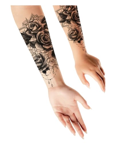 Horror-Shop Temporäres Rosen Mandala Tattoo zum Aufkleben für den Unterarm Horror-Shop Temporäres Rosen Mandala Tattoo zum Aufkleben für den Unterarm von Horror-Shop