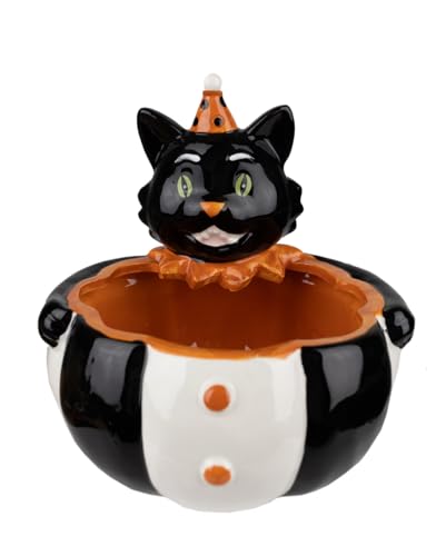 Horror-Shop Vintage Halloween Katze Süßigkeiten Schale aus Keramik von Horror-Shop