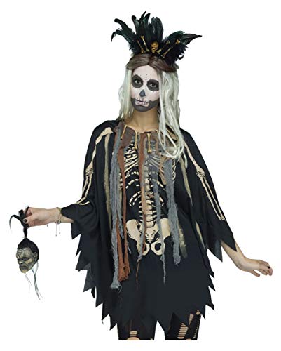Horror-Shop Voodoo-Skelett Poncho für Halloween, Tag der Toten & Motto Party von Horror-Shop