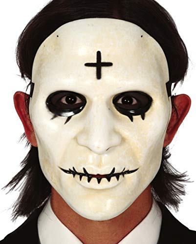 Horror-Shop Weiße PVC Maske mit Kreuz als Kostüm Zubehör für Halloween und Mottoparties von Horror-Shop