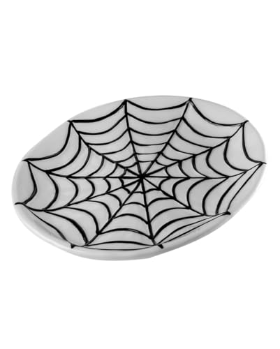 Horror-Shop Weißer Teller aus Keramik mit Spinnennetz Design 23 cm Horror-Shop Weißer Teller aus Keramik mit Spinnennetz Design 23 cm von Horror-Shop