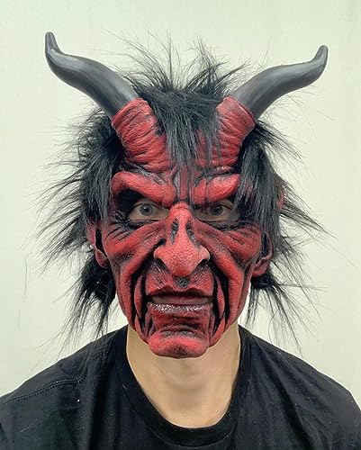 Horror-Shop Wicked Devil Vollkopfmaske mit Haaren von Horror-Shop