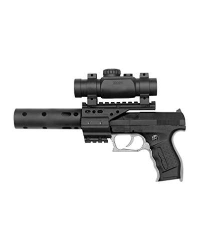 PB 001 Polizei SEK Pistole mit Schalldämpfer & Zielfernrohr von Horror-Shop