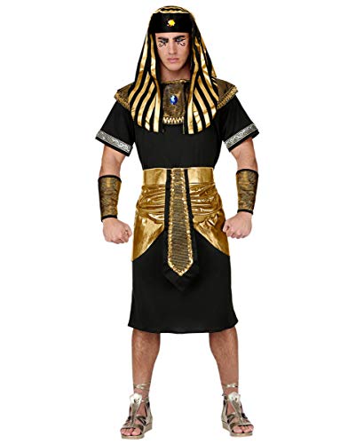 Pharao Kostüm mit Kopfbedeckung - Schwarz/Gold Historisches Karnevalskostüm L-52 von Horror-Shop