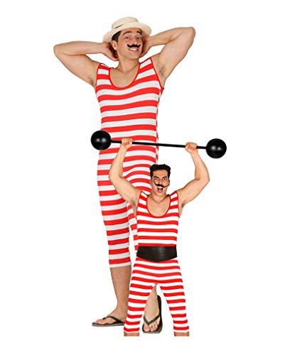 Rot-weißer Retro Badeanzug für Herren Rot-weißer Retro Badeanzug für Herren von Horror-Shop