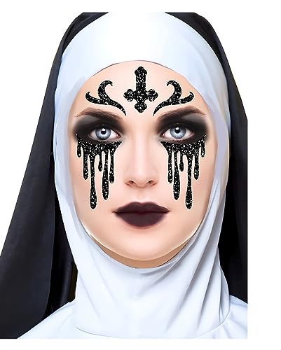 Schwarzer Horror Nonne Glitter Gesichts-Aufkleber für Halloween Schwarzer Horror Nonne Glitter Gesichts-Aufkleber für Halloween von Horror-Shop