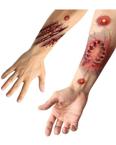 Horror-Shop Zombie Biss & Kratzwunden SFX Tattoo Wunden für Halloween von Horror-Shop