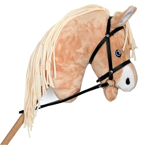 Hobby Horse für Hobby Horsing Aktivität für Kinder und Jugendliche von 7 bis 20 Jahren - Pferd mit Netz, Gebissen und Zügeln - Spielzeug Pferd aus Plüsch von Horse Academy