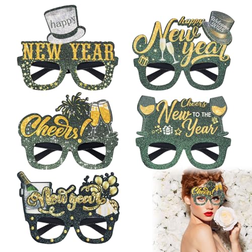5 Stück Fotogläser für die Neujahrsfeier, 2025 Dekorationen für die Silvesterparty, Schwarz-goldene Brille, Frohes Neues Jahr Foto-Requisiten, Silvesterparty Verkleidungsrequisiten 5 Stück Fotogläser für die Neujahrsfeier, 2025 Dekorationen für die Silvesterparty, Schwarz-goldene Brille, Frohes Neues Jahr Foto-Requisiten, Silvesterparty Verkleidungsrequisiten von Horuili