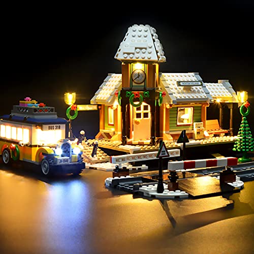Hosdiy Beleuchtung Set für (Winterlicher Bahnhof) Modell, LED Lichtset Kompatibel mit Lego 10259 (Nur Beleuchtung, Ohne Modell Set) von Hosdiy