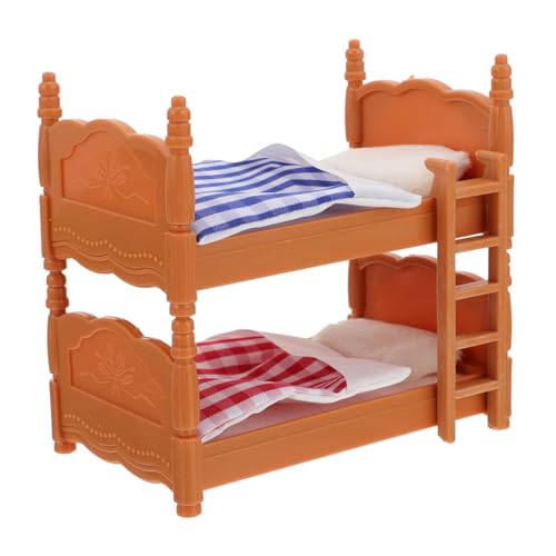 Hosfairy 1 x Puppenhaus-Möbelbett, Mini-Doppelbett, Miniatur-Möbel, Miniatur-Etagenbett für Puppenhaus im Maßstab 1:12, Dekoration, Schlafzimmer-Dekoration von Hosfairy