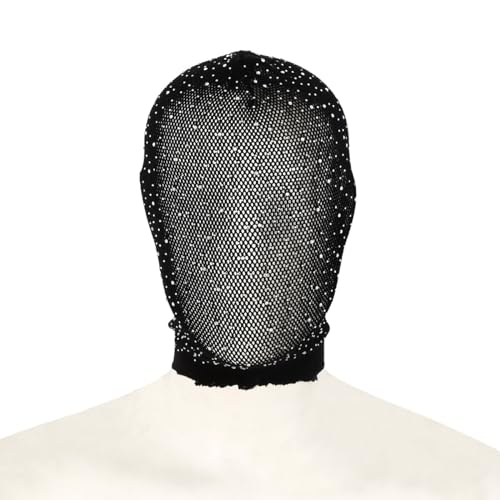 Hosfairy 1 x schwarze Netzmaske, Vollgesichtsmaske, Halloween-Gesichtsmaske für Halloween, Weihnachten, Valentinstag, Party, Cosplay, Kostüm-Zubehör von Hosfairy