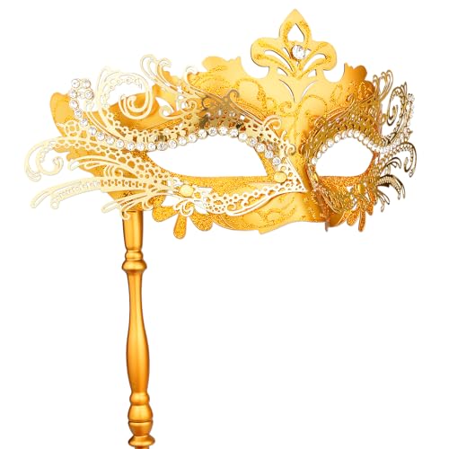 Hoshin Maskenmaske mit Stock, Mardi Gras Deecorations Venezianische Masken für Damen（Gold） von Hoshin