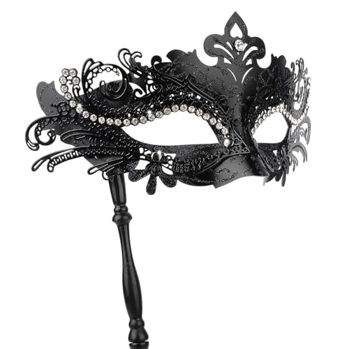 Hoshin Maskenmaske mit Stock, Mardi Gras Deecorations Venezianische Masken für Damen (Schwarz) von Hoshin