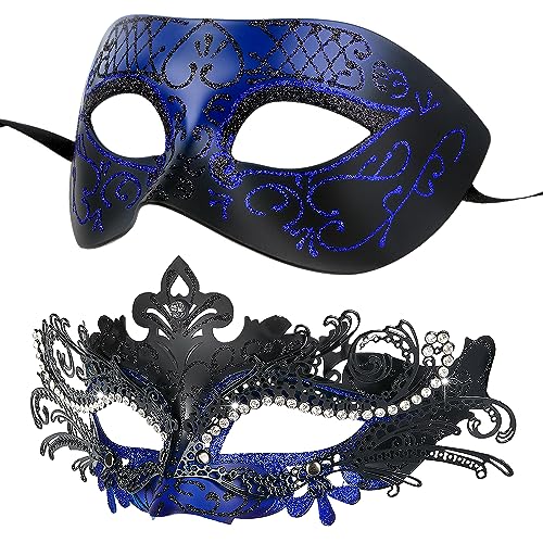 Venezianische Maske für Damen und Herren, Hoshin Maskenball Masken Fasching Kostüm für Ball Venedig Halloween(Blau & Schwarz) von Hoshin
