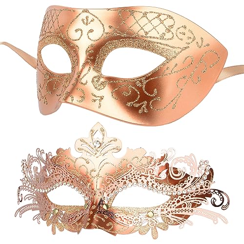 Venezianische Maske für Damen und Herren, Hoshin Maskenball Masken Fasching Kostüm für Ball Venedig Halloween(Roségold) von Hoshin