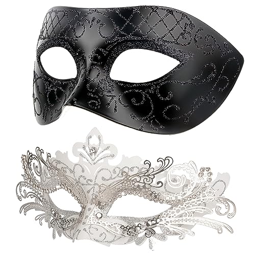 Venezianische Maske für Damen und Herren, Hoshin Maskenball Masken Fasching Kostüm für Ball Venedig Halloween(Weiß & Schwarz) von Hoshin