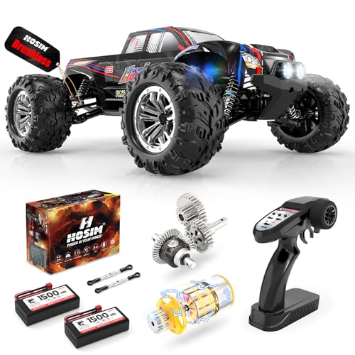 Hosim 1:10 Brushless Ferngesteuertes Auto, 62+ km/h schnell RC Auto, 4WD Hobby-Grade RC Geländewagen für Erwachsene und Kinder (X16, Schwarz) von Hosim