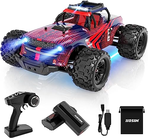 Hosim 1:14 Ferngesteuertes Auto mit Farbiger Lichter, RC Offroad LKW 40+ km/h, 4WD Spielzeugauto für Kinder und Erwachsene (Rosa) von Hosim