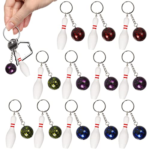 12 Stück Mini Bowling Schlüsselanhänger, Bowlingnadel Mini Bowling Pin Mitgebsel Schlüsselbund, Mini-Bowling Pins Schlüsselhalter Keychain Schlüssel für Weihnachten, Adventskalender zum Befüllen von Hossom