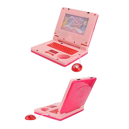 Hosuho Kinder Lernen Laptop Pädagogische LED Musik Elektronische Kognitive Entwicklung Simulation Computerspielzeug (Rosa Nicht einziehbare Maus) von Hosuho