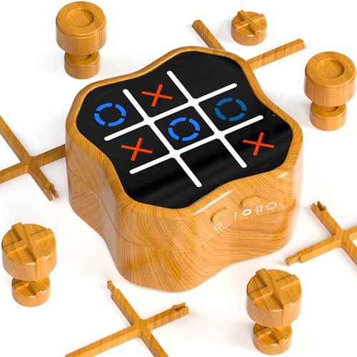 Hot Bee 4 in 1 Elektronisches Tic Tac Toe – Interaktives Spiel für 1-4 Spieler, Fördert logisches Denken und Gedächtnis, Doppelschicht-Spielbox, Kinder von 8 9 10 11 12 Jahren von Hot Bee