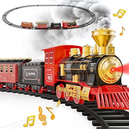 Hot Bee Eisenbahn Kinder Elektrisch, Zug um Zug Spielzeug, Modelleisenbahn Starterset, Elektrische Eisenbahn für Kinder ab 3 mit Dampzug von Hot Bee