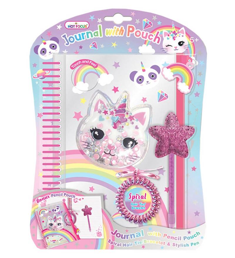 Hot Focus Notizbuch m. Federtasche - 4 Teile - Glitzerkat - Hot Focus - One Size - Notizbücher Hot Focus Notizbuch m. Federtasche - 4 Teile - Glitzerkat - Hot Focus - One Size - Notizbücher von Hot Focus