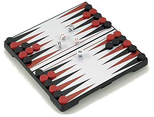 Backgammon-Kassette Mini. Schwarzer Kunststoff, magnetisch. von Hot Games