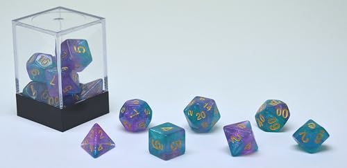 Würfel Set von 7 Stück Stardust Aqua/Violet. Würfel Set von 7 Stück Stardust Aqua/Violet. von Hot Games